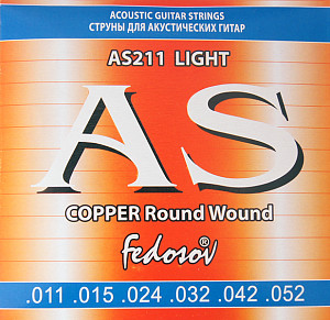 AS211 Copper Round Wound Комплект струн для акустической гитары, медь, 11-52, Fedosov