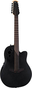 OVATION 2058TX-5 Elite T Deep Contour Cutaway 12-string Black Textured...