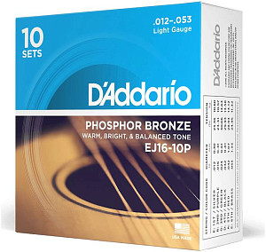 D'ADDARIO EJ16-10P - Струны для акустической гитары
